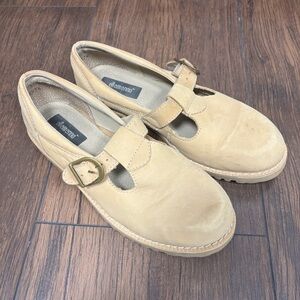 Vintage 90s Y2K Lug Sole Chunky Mary Jane Shoes, Tan Size 7